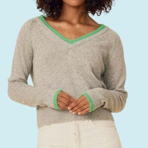 Revolve x One Grey Day OGD Sweater Small V-Neck 100% Cashmere Gray $298 NWT